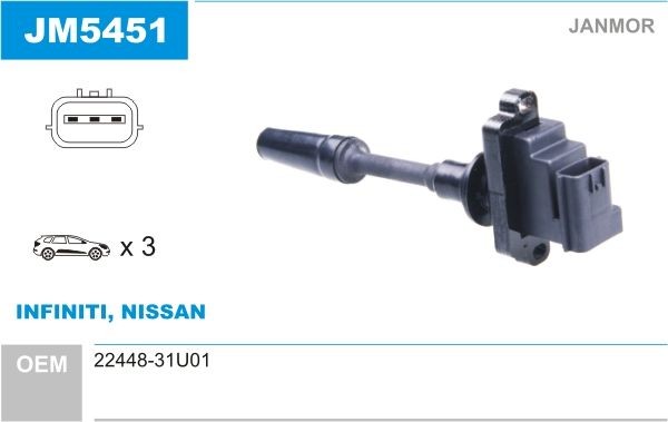 JANMOR Zapaľovacia cievka JM5451 JM5451 Zapaľovacia cievka JANMOR NISSAN NOTE