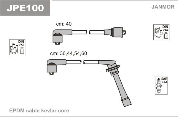 JANMOR Augstsprieguma vadu komplekts JPE100 JANMOR JPE100 Svečvadi Sportrak Hard Top (F300) cena