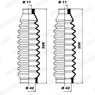 MOOG Jeu de joint-soufflet, direction K150083 Joint-soufflet direction MOOG TT K150083 pas cher