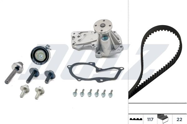 DOLZ Registerreimsett med vannpumpe KD070 KD070 Vannpumpe + registerreimsett FORD C-MAX DOLZ