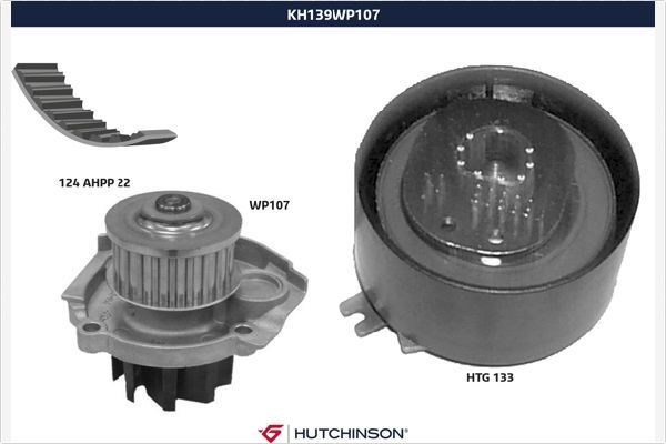 HUTCHINSON Veepump + hammasrihmakomplekt KH 139WP107 KH 139WP107 Veepump + hammasrihma komplekt ALFA ROMEO MITO HUTCHINSON