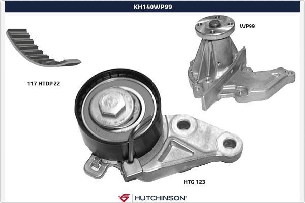 HUTCHINSON Kamremssats med vattenpump KH 140WP99 KH 140WP99 HUTCHINSON kamremssats Ford MONDEO