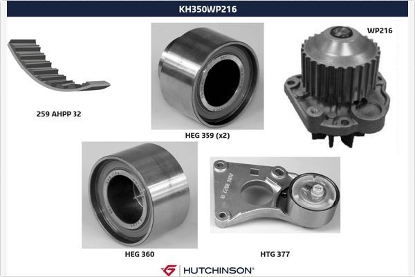 HUTCHINSON Kit cinghia distribuzione, pompa acqua KH 350WP216 KH 350WP216 costo Kit cinghia di distribuzione HUTCHINSON CITROËN JUMPER