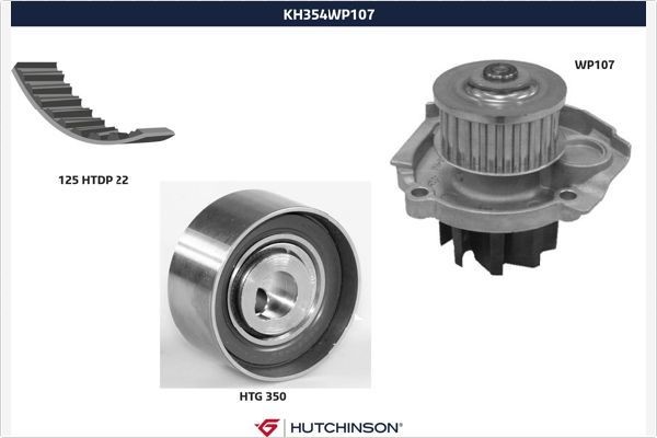HUTCHINSON Kamremssats med vattenpump KH 354WP107 KH 354WP107 HUTCHINSON kamremssats med vattenpump FIAT STILO