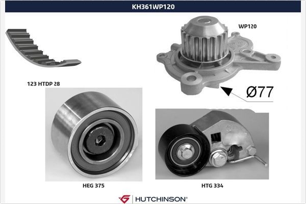 HUTCHINSON Distributieriem set + waterpomp KH 361WP120 KH 361WP120 Distributieriemset HYUNDAI IONIQ HUTCHINSON