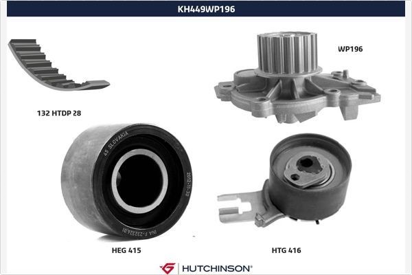 HUTCHINSON Vodné čerpadlo + sada ozubeného remeňa KH 449WP196 KH 449WP196 HUTCHINSON Vodné čerpadlo + sada ozubeného remeňa Audi lacné