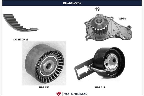 HUTCHINSON Registerreimsett med vannpumpe KH 460WP64 Vannpumpe + registerreimsett HUTCHINSON Suzuki VITARA KH 460WP64