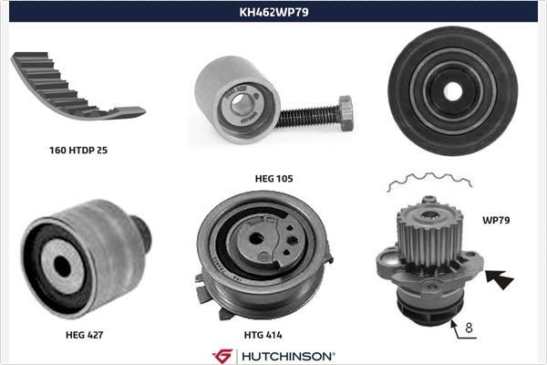 HUTCHINSON Ūdenssūknis + Zobsiksnas komplekts KH 462WP79 KH 462WP79 Ūdens sūkņi + zobsiksnas komplekts HUTCHINSON ALFA ROMEO GIULIA