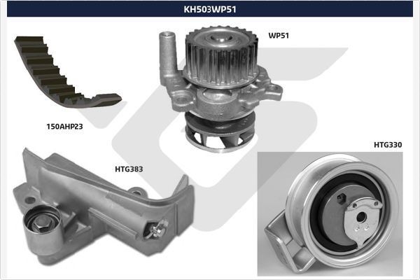 HUTCHINSON Registerreimsett med vannpumpe KH 503WP51 HUTCHINSON Vannpumpe + registerreimsett ALFA ROMEO KH 503WP51