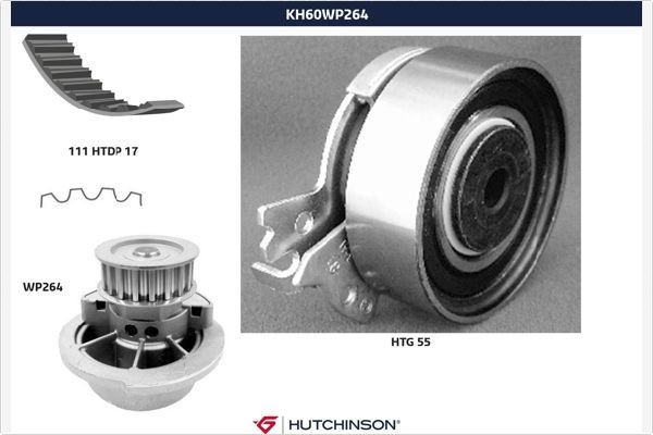 HUTCHINSON Ūdenssūknis + Zobsiksnas komplekts KH 60WP264 Ūdens sūkņi + zobsiksnas komplekts HUTCHINSON Alfa Romeo GIULIA KH 60WP264