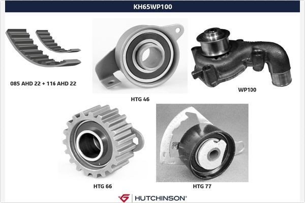 HUTCHINSON Σετ ιμάντα χρονισμού με αντλία νερού KH 65WP100 Σετ ιμάντα χρονισμού με αντλία νερού HUTCHINSON Alfa Romeo GIULIA KH 65WP100
