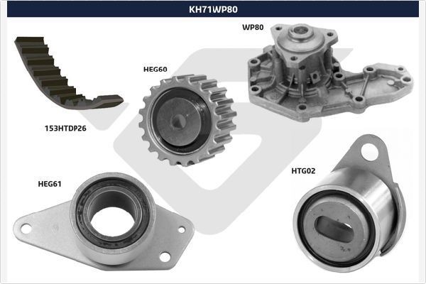 HUTCHINSON Vodné čerpadlo + sada ozubeného remeňa KH 71WP80 Sada rozvodového remeňa HUTCHINSON Mitsubishi STARION KH 71WP80
