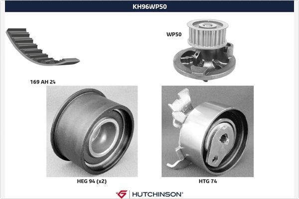 HUTCHINSON Bomba de água + kit de correia dentada KH 96WP50 Kit de distribuição HUTCHINSON Mazda CX-7 KH 96WP50