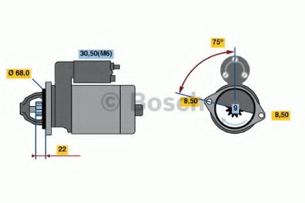 BOSCH Μίζα 0 986 020 870 BOSCH 0 986 020 870 Μίζα Opel Astra H Sedan γνήσια τιμες