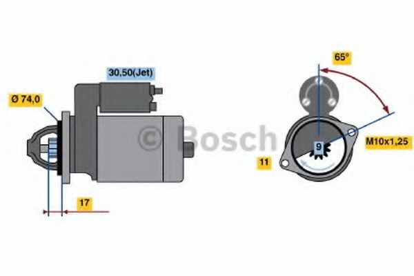 Starter BOSCH 0 986 021 530 BOSCH 0 986 021 530: Startmotor Toyota AURIS 2015