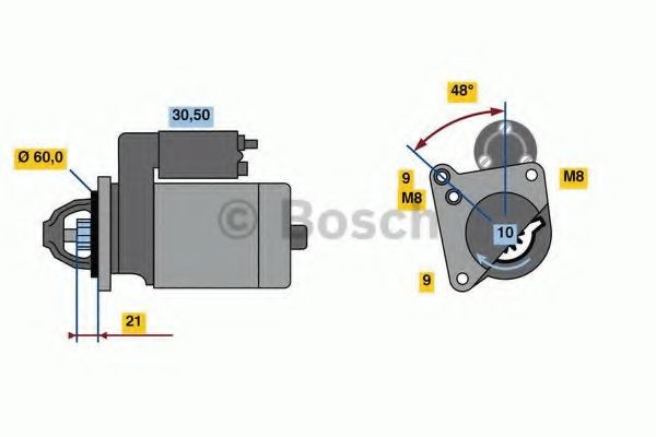 BOSCH Startmotor 0 986 021 970 BOSCH 0 986 021 970 Startmotor Peugeot 208 Skåpbil original