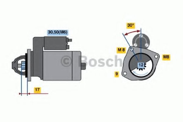 BOSCH Käynnistysmoottori 0 986 022 121 0 986 022 121 BOSCH Starttimoottori MAZDA MPV