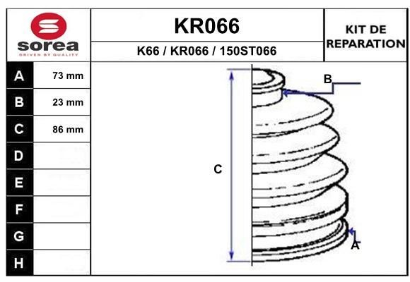 EAI Mansjettsett, drivaksel KR066 Drivknutsdamask EAI Mercedes-Benz SL KR066