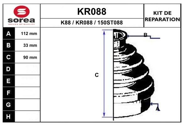 EAI Faltenbalgsatz, Antriebswelle KR088 Faltenbalg Antriebswelle EAI Mitsubishi LANCER KR088