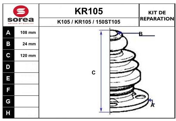 EAI Mansjettsett, drivaksel KR105 Drivknutsdamask EAI SL KR105 billige