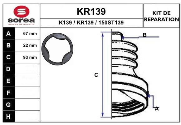 EAI Jeu de joint-soufflet, arbre de commande KR139 Peugeot 2008 Kit soufflet de cardan EAI KR139