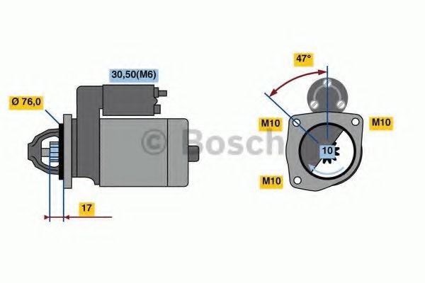Starter BOSCH 0 986 022 840 BOSCH 0 986 022 840 Starter motor FORD TOURNEO CONNECT 2009