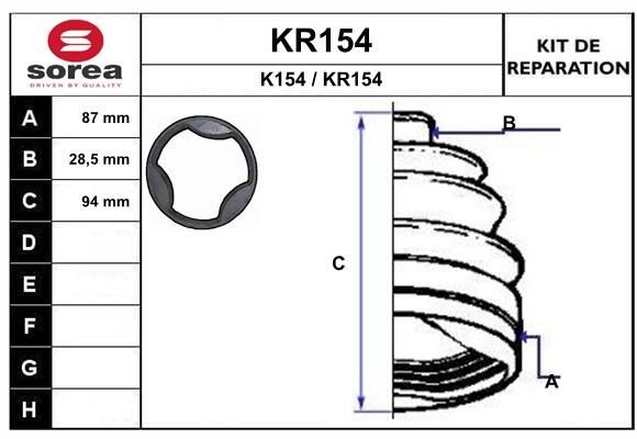 EAI Mansjettsett, drivaksel KR154 KR154 Drivakselmansjett EAI IVECO Daily