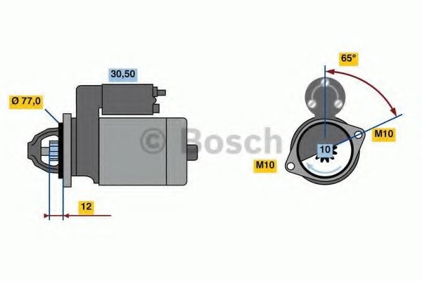 Starter BOSCH 0 986 023 340 BOSCH 0 986 023 340: Starter Hyundai H100 2017