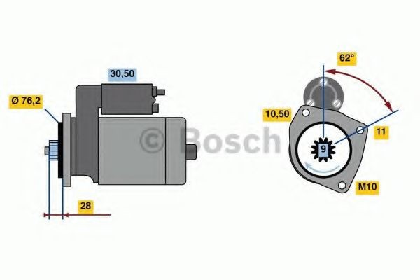 BOSCH Starter 0 986 024 050 BOSCH 0 986 024 050 originaal Starter Porsche 718 Convertible hind