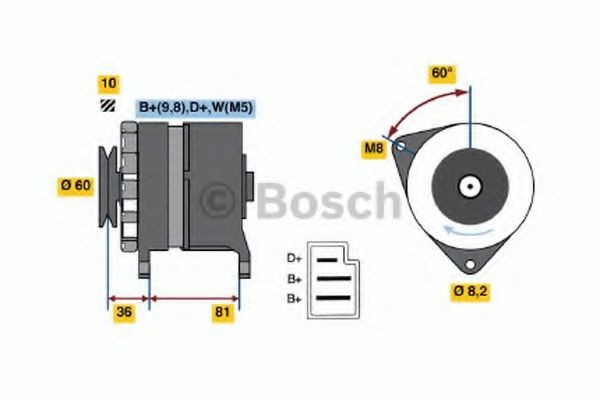 Alternatore BOSCH 0 986 036 020 BOSCH 0 986 036 020 Alternatori FORD FIESTA 1999