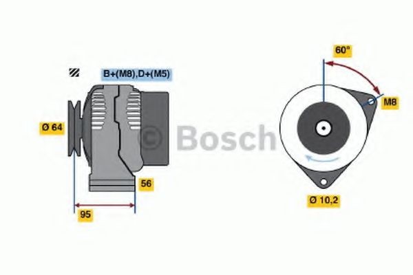 BOSCH Dynamo 0 986 038 730 Elektrisk anlegg Citroen Berlingo MF: Dynamo BOSCH 0 986 038 730