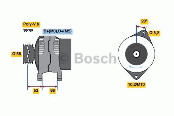 BOSCH Δυναμό 0 986 038 791 Δυναμό αυτοκινήτου BOSCH Lancia FLAVIA 0 986 038 791