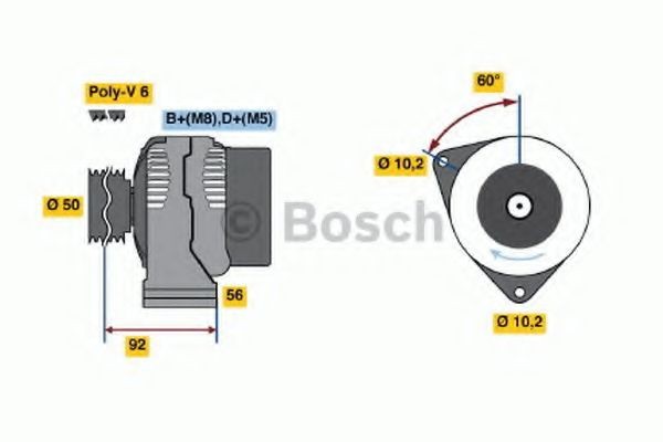 BOSCH Dynamo 0 986 041 520 Elektrisk utstyr Mercedes W220: Dynamo BOSCH 0 986 041 520