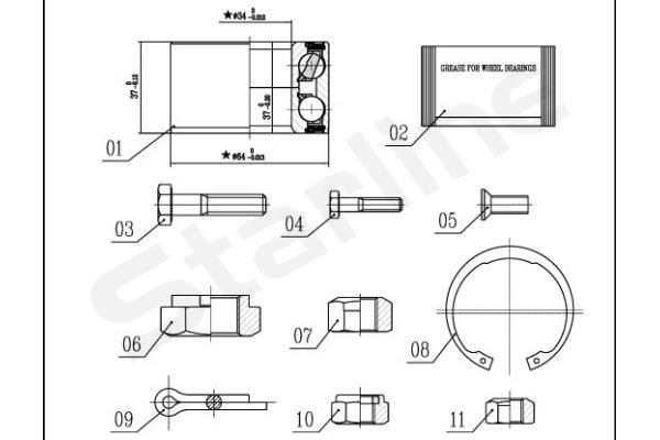 STARLINE Pyöränlaakerisarja LO 01358 Pyöränlaakerisarja STARLINE 72 mm