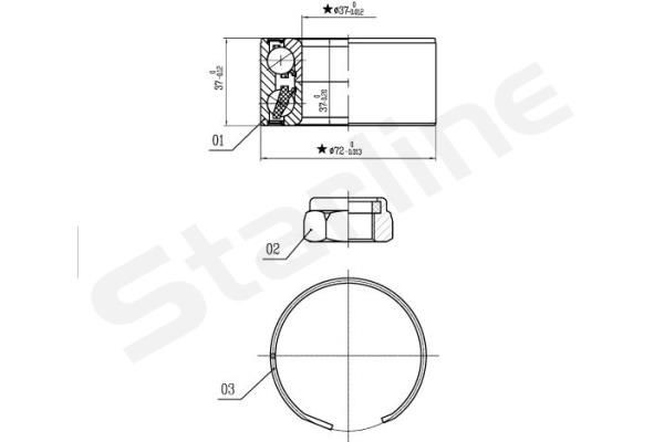 STARLINE Kit de roulement de roue LO 03596 Moyeu de roue KIA STARLINE LO 03596