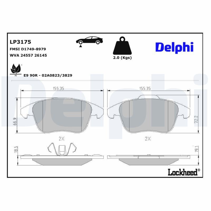 DELPHI Bremseklosser LP3175 Sportsbremseklosser DELPHI Citroën C3 LP3175