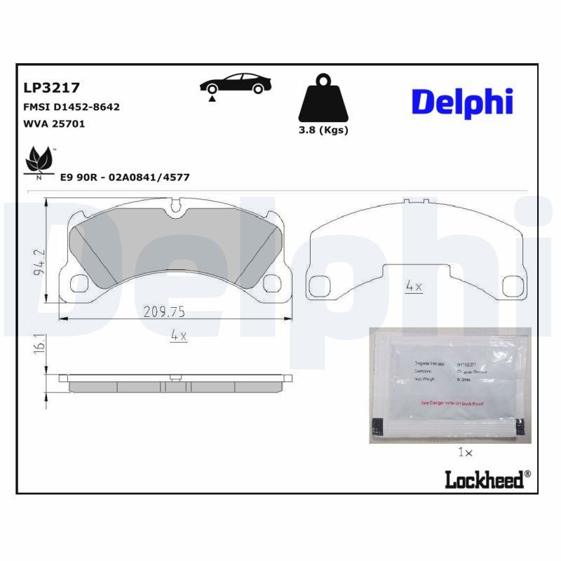 DELPHI Bremseklodser LP3217 Sports bremseklodser DELPHI Porsche 718 LP3217
