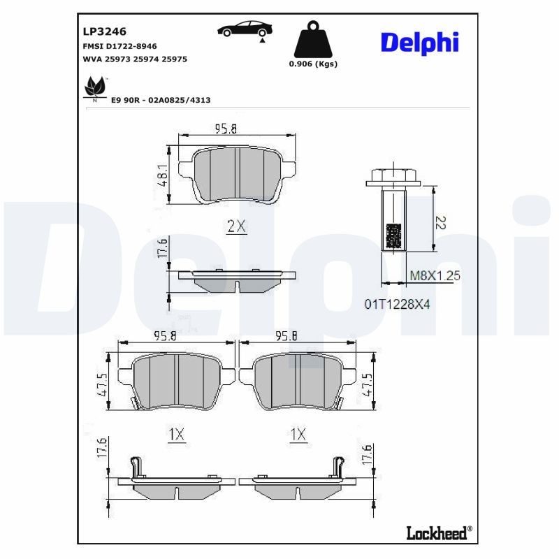 DELPHI Pastilhas de travão LP3246 LP3246 Pastilhas de travão DELPHI FIAT PANDA