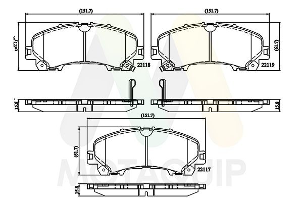 MOTAQUIP Plaquettes de frein LVXL1800 Kit de plaquettes de frein MOTAQUIP BLUEBIRD LVXL1800 pas cher