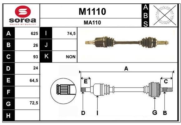 SNRA Semiasse M1110 SNRA M1110 Semiassi Mazda 323 BG originale prezzo