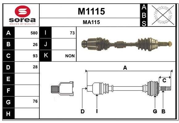 SNRA Drivaksel M1115 SNRA M1115 Drivaksel Mazda 323 F V billige