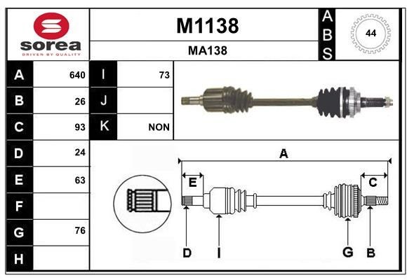 SNRA Drivaksel M1138 SNRA M1138 Drivaksel Mazda 323 F 5 billige