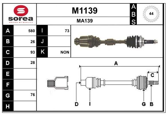 SNRA Drivaksel M1139 SNRA M1139 Drivaksel Mazda 323 F V billige