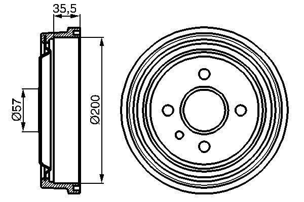 BOSCH Brzdový bubon 0 986 477 021 Brzdový bubon BOSCH Opel REKORD 0 986 477 021