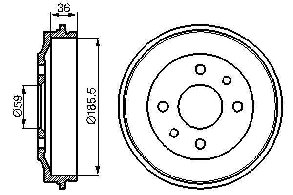 Bremžu trumulis BOSCH 0 986 477 055 BOSCH 0 986 477 055 Trumuļu bremzes FIAT PANDA 2002