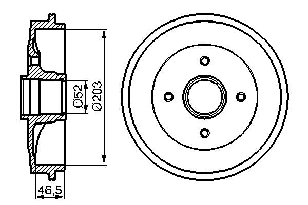 BOSCH Brzdový bubon 0 986 477 124 0 986 477 124 Brzdový bubon PEUGEOT 206 BOSCH