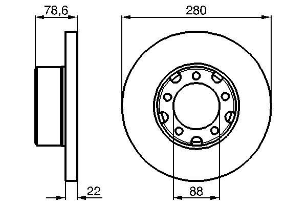 BOSCH Bremsscheibe 0 986 478 529 BOSCH 0 986 478 529 Bremsscheibe MERCEDES-BENZ T1/TN Pritsche/Fahrgestell 410 (611.017, 611.018) 105 PS 1989