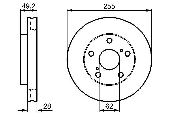 Remschijf BOSCH 0 986 478 726 BOSCH 0 986 478 726 Remschijven TOYOTA CAMRY 1999