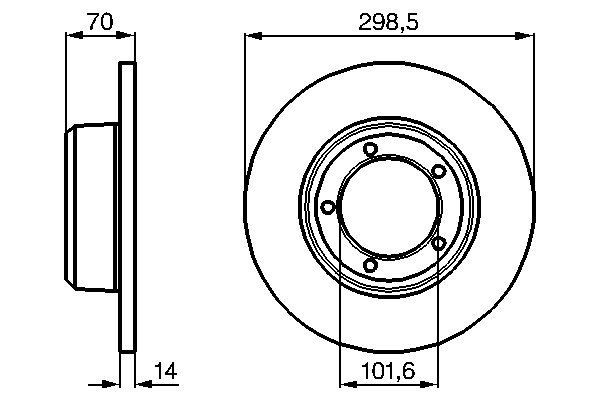 BOSCH Remschijf 0 986 478 827 Land Rover DEFENDER Schijfremmen BOSCH 0 986 478 827
