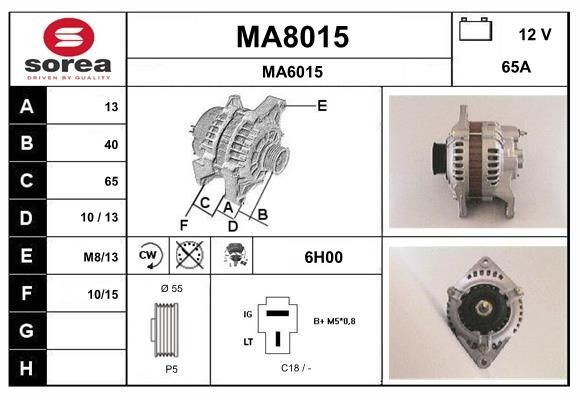 SNRA Generator MA8015 SNRA MA8015 Mazda 626 GC Alternator pris